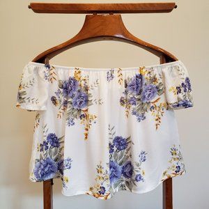 Forever 21 Floral Off-the-Shoulder Crop-Top